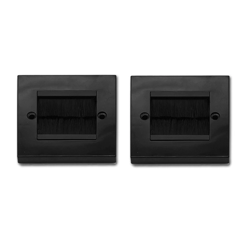 2Pcs Flush Brush Wall Plate Brush Single 1 Gang Wall Outlet Cable Entry Plate Tidy Mount Face Plate Wall Plate Durable