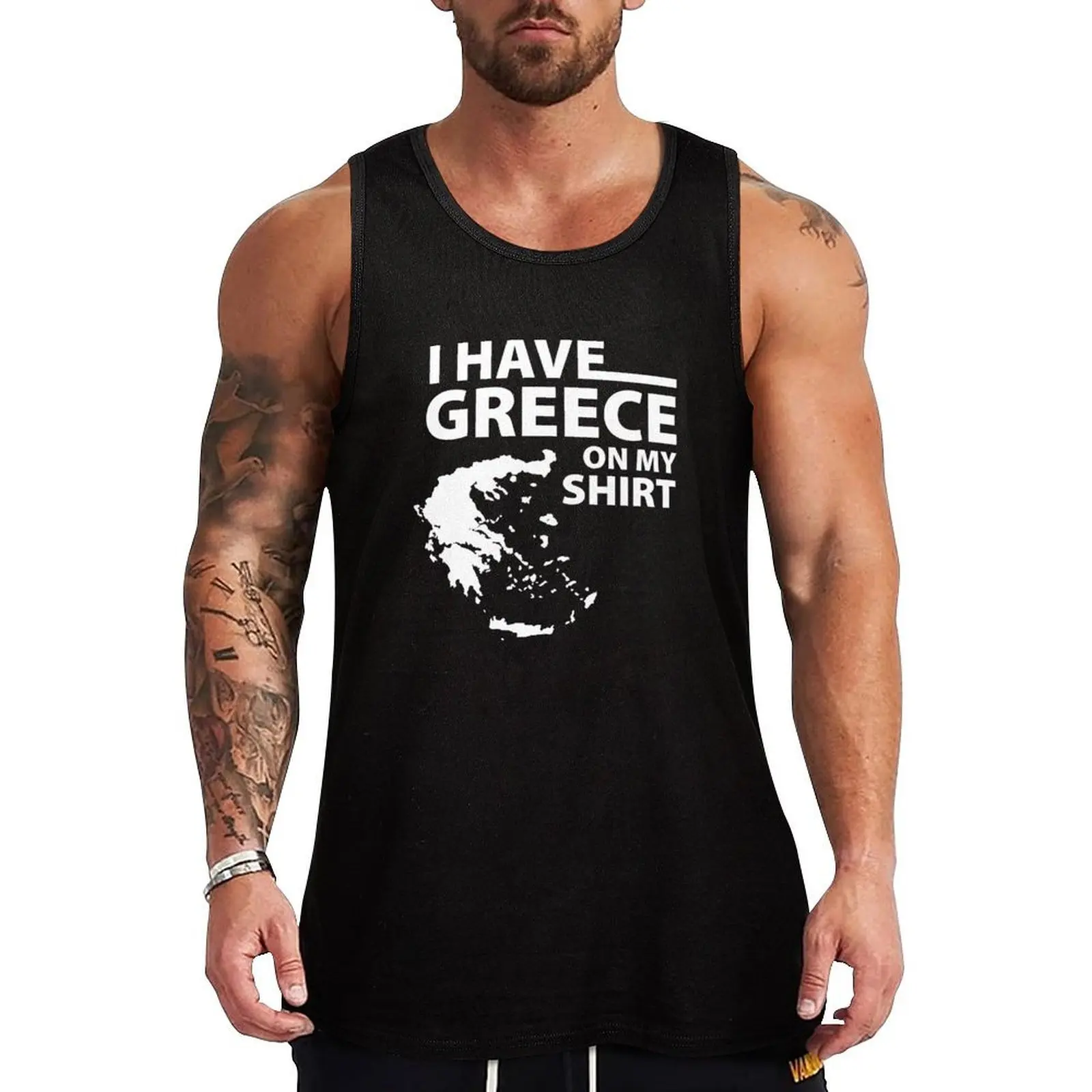 J'ai une Grèce sur mon t-shirt, débardeur drôle pour professeur de géographie grec, débardeur anti-transpiration, t-shirt de sport anti-transpiration