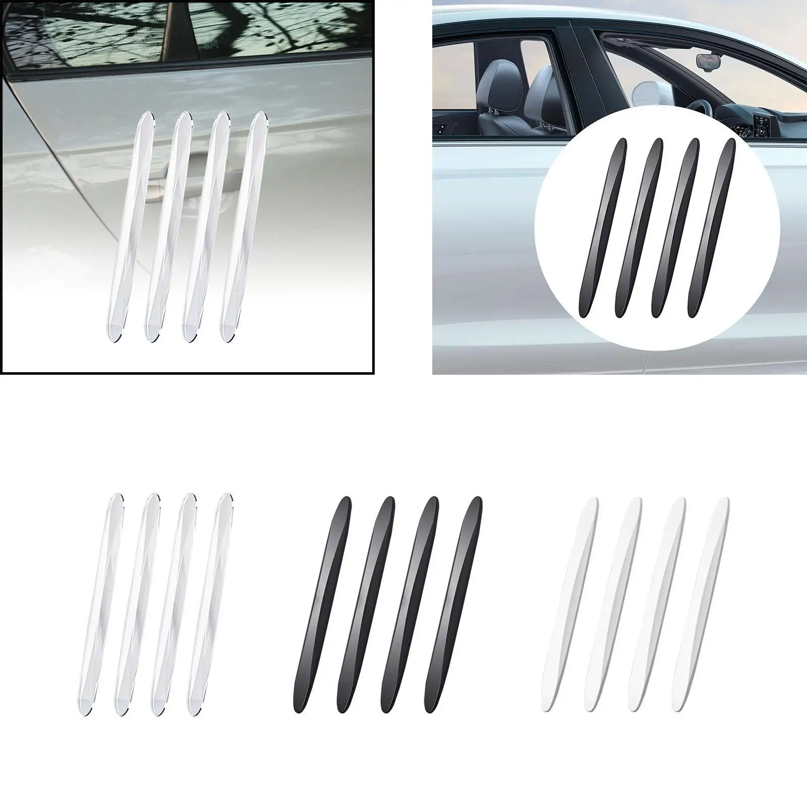 4x Generic Car Door Anti Collision Strip Rear View Anti Impact Sticker,Bendable Door Protection Soft Car Door Edge Protector