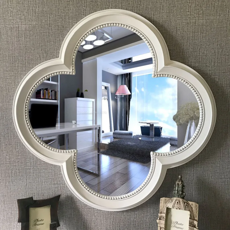 Wall Mirror Decoration Aesthetic Lace Makeup Bathroom Mirror Vintage Bedroom Living Room Vanity Desk Pocket Spiegel Home Decor