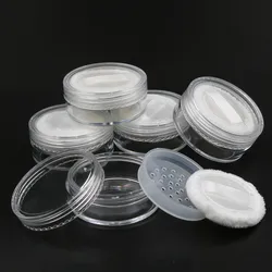 6 stücke 20g lose pulver quaste glas nachfüllbarer topf mit sieb gitter deckel kosmetik behälter ps klar kunststoff leere creme glas verpackung