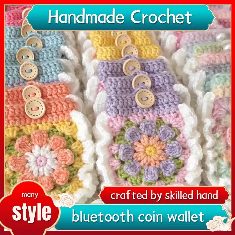 Handmade crochet bluetooth coin wallet NOT KITS , Finished Product Crocheting Small Bags