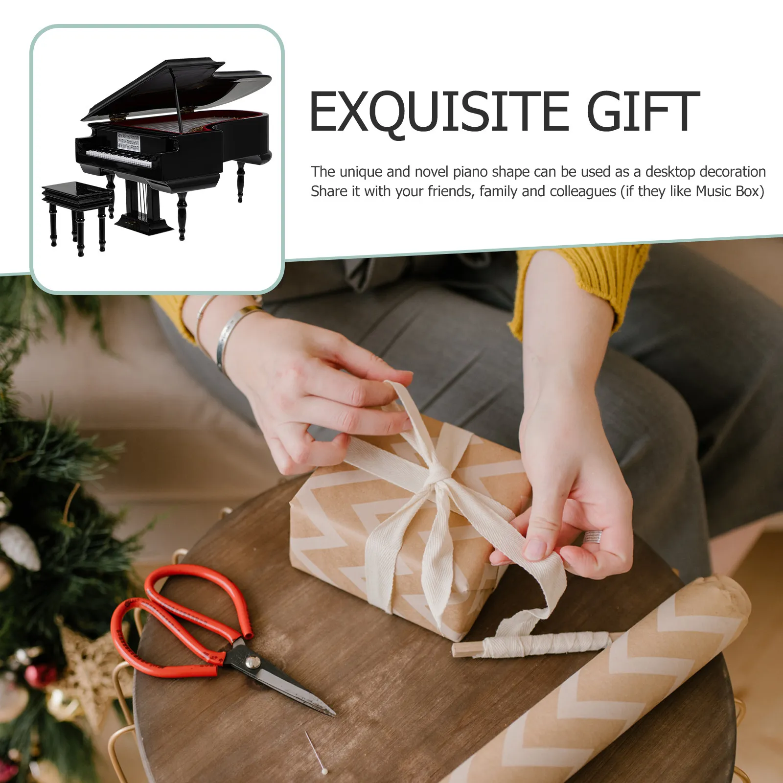 1Pcs Piano Music Box Compact Mini Portable Desktop Decoration Creative Music Gift Small Handheld Melody Box for Home Office