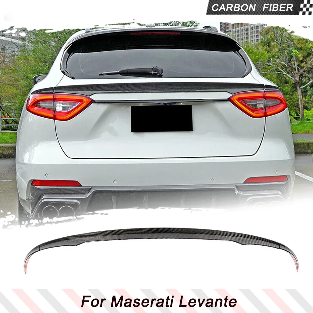 

Carbon Fiber Car Rear Middle Trunk Spoiler Boot Lip Wing Spoiler For Maserati Levante 2016-2020 Rear Trunk Boot Lip Wing Spoiler