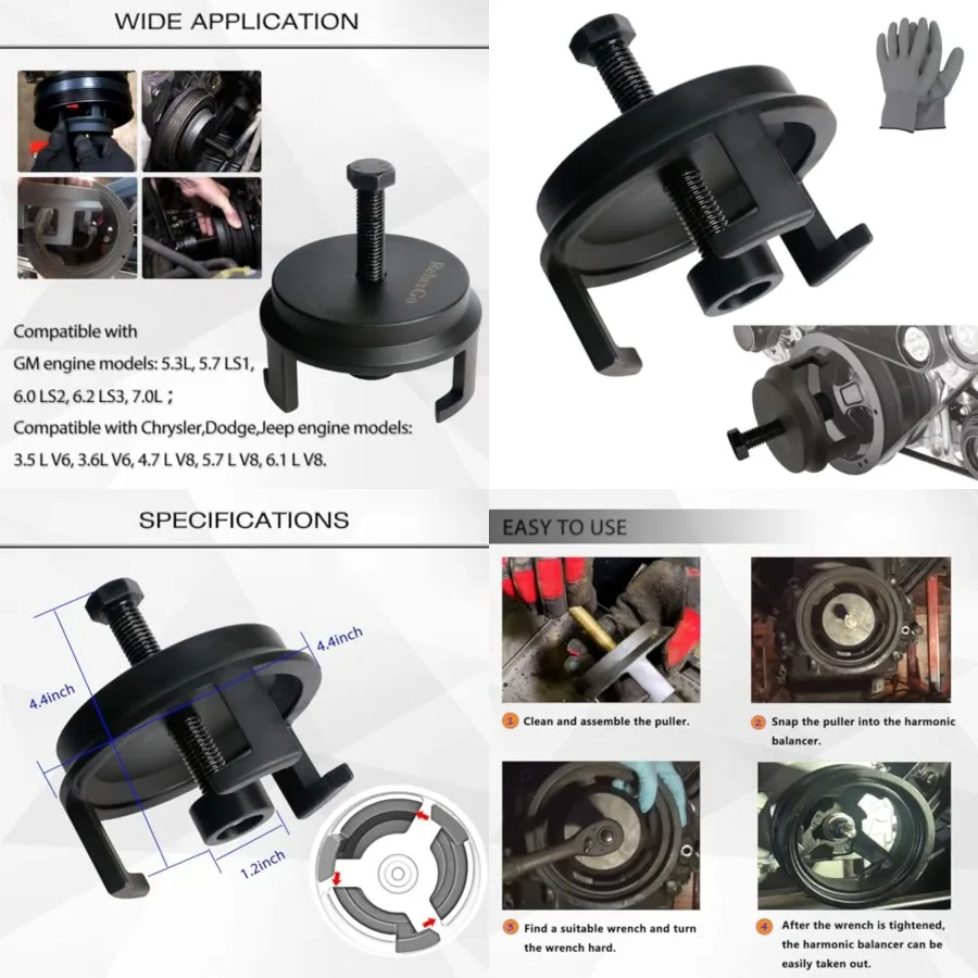 

25264 for, LS Crank Pulley Puller for GM Chrysler Jeep Dodge, Damper for Engine Removal Replacement