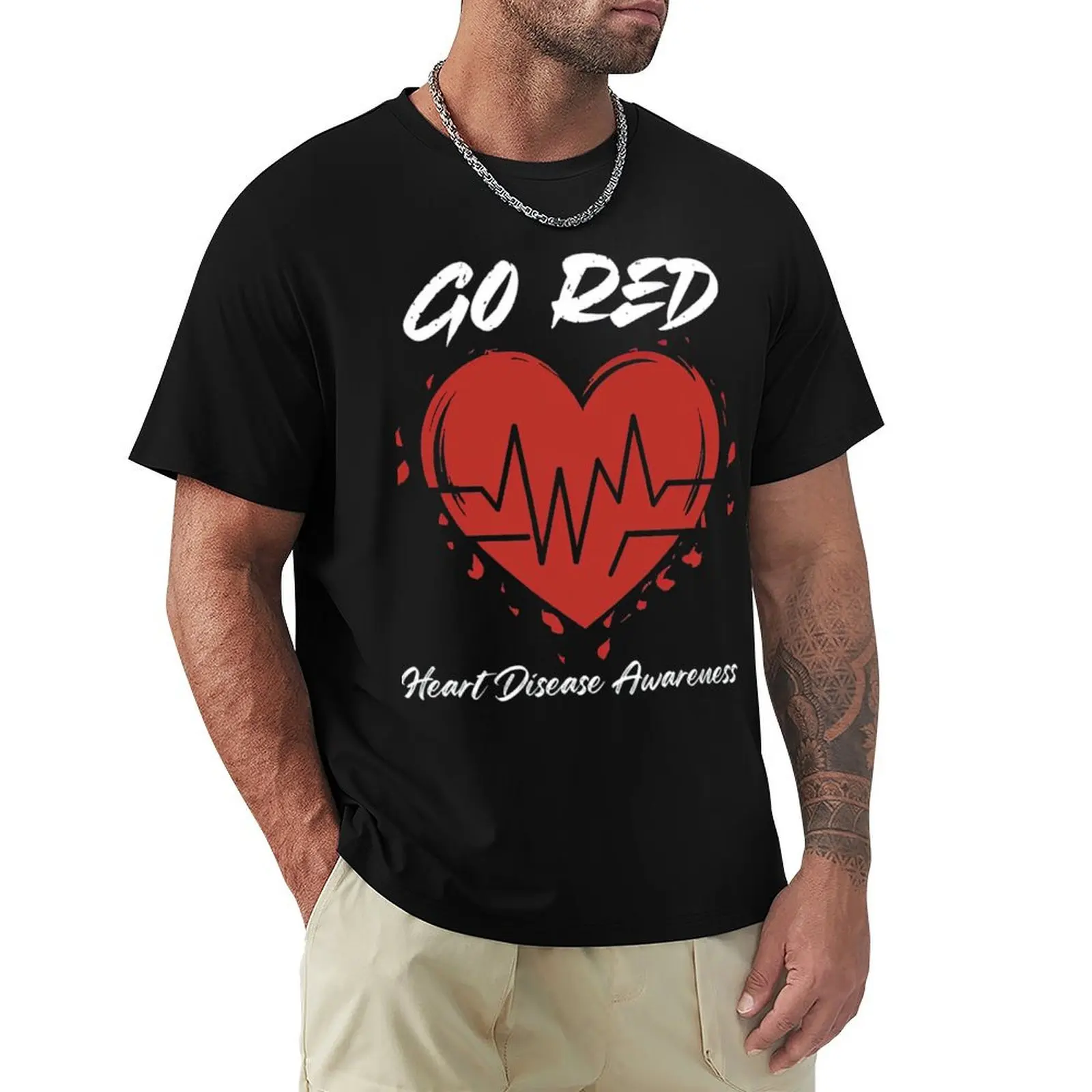 Go Red Heart Disease Awareness T-Shirt Comfortable Workout Short Sleeve Shirt