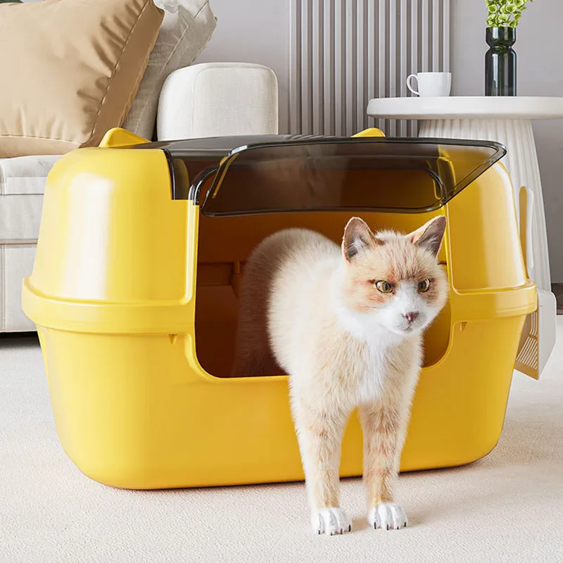

Home Cat Litter Box Fully Enclosed Cat Litter Box With Lid Anti-Splashing Kitty Litter Boxes For Indoor Cat Toilet Pet Supplies