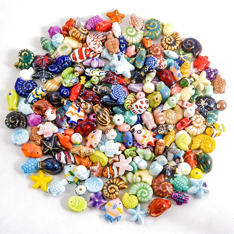 10/20/30pcs/Lot Colorful Hole 2mm Clownfish Turtle Star Conch Shell Ceramic Beads Cute Animals For Jewelry Bracelets Diy Crafts image 5