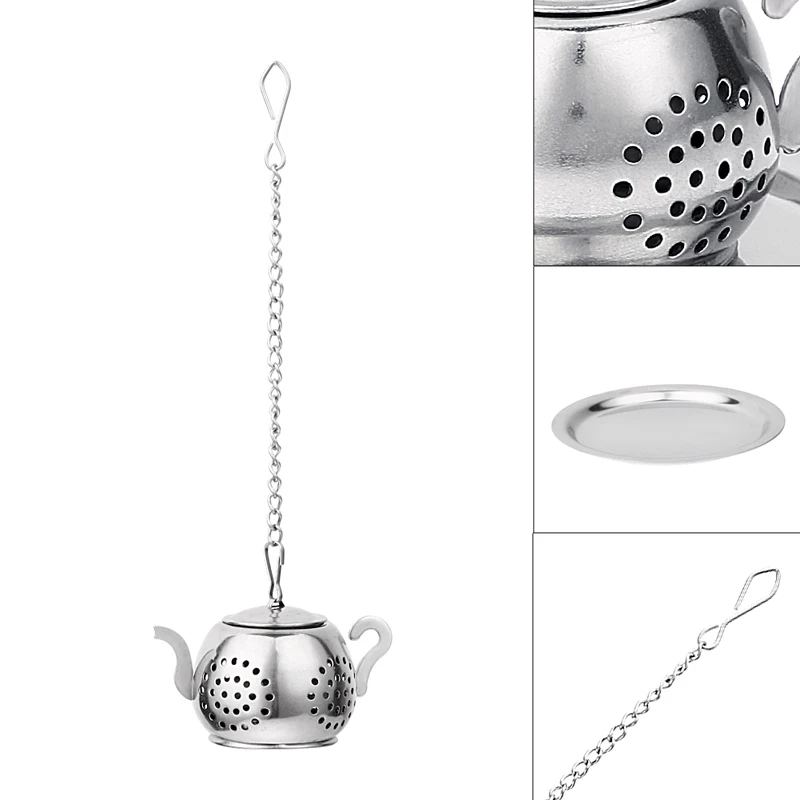 Cute Mini Tea Infuser Stainless Steel Tea Strainer Filter Reusable Teapot Shape Tea Ball Loose Leaf Tea Bag Teapot Accessories