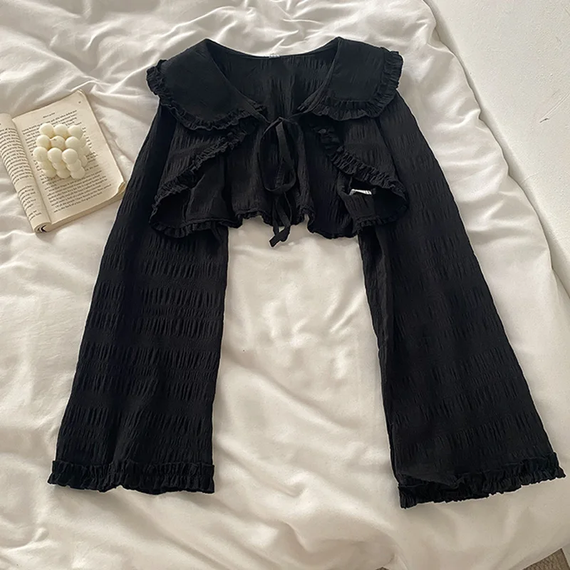 Bella Collar Design Sensation Small ence Tie Dye Chiffon Top Dames Zomer Nieuwe Japanse Sle Gentle Match Zonbescherming...