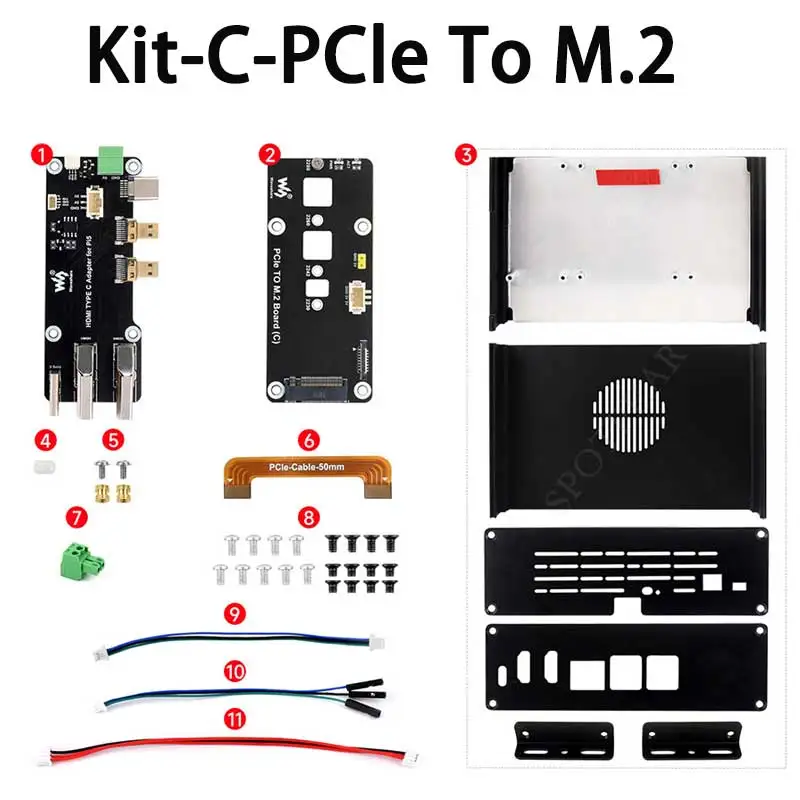 Imagem -06 - Raspberry pi Option Kit Easy-adapter ou Pcie To-eth Pcie-usb-hub ou Pcie M.2-nvm-ssd Case Kit