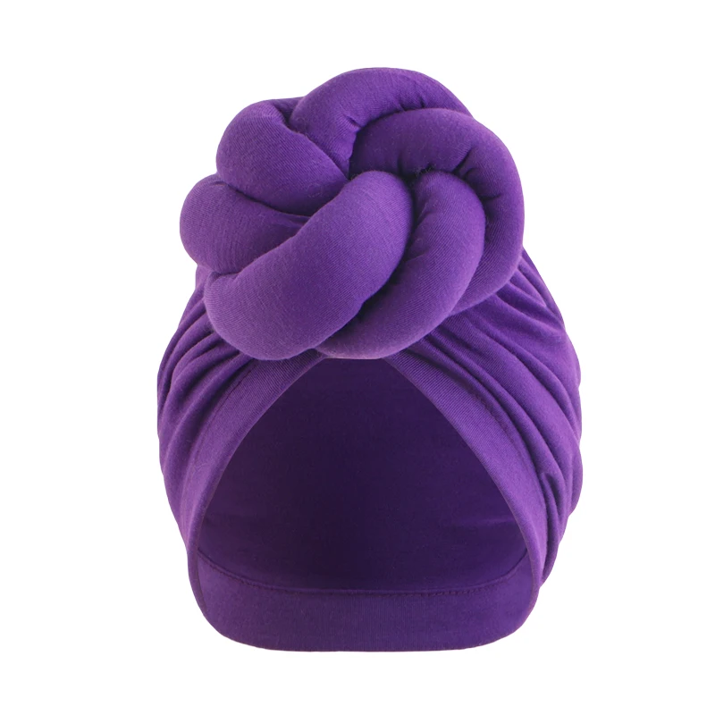 Frauen Mode Turbane Neue Große Platte Blume Geknotet Turban Baumwolle Chemo Kappe Kopftuch Beanie Hut Headwear Turbante Mujer – Detail 6