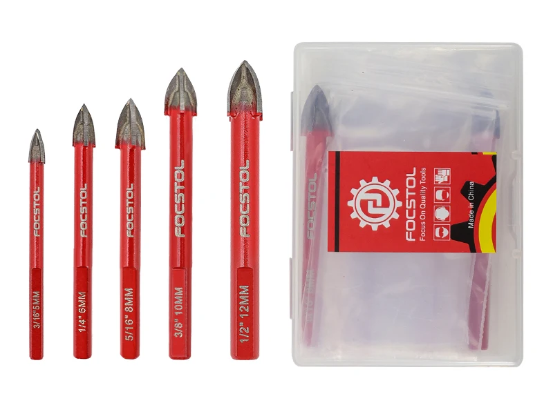 

FOCSTOL Drill Core Bit Set 10PCS Triangle shank Phillips Carbide Hole Saw Woodworking For Plastic Marble Ceramic Tile Drill Bit
