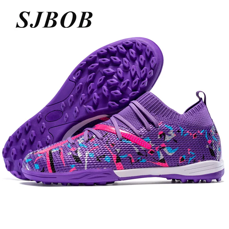 

Фиолетовые подростковые футбольные бутсы, мужские кроссовки, высококачественные футбольные бутсы для газона, мужские уличные футзальные кроссовки, мужские chuteiras de Campo