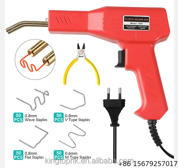 Portable Kingtop Electric Car Repairing Set 50W Swan Neck Plastic Welding Torch Tin Nail for Metal Bonding AC 220V Easy