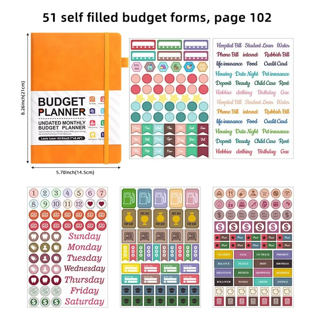 Gifts A5 Cash Budget Planner Notebook English Notepad Portable Schedule Books Multifunctional Budget Book Schedule Planner Book