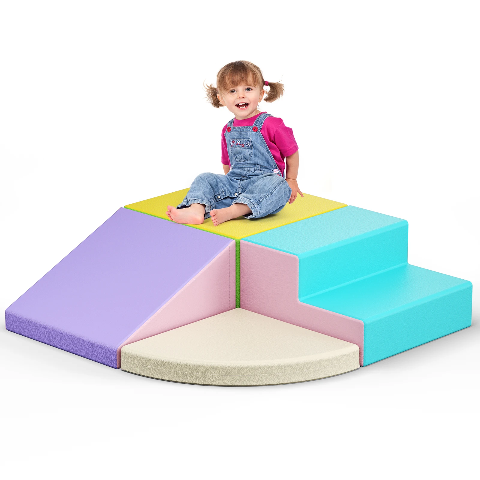 4-teilige Schaumstoff-Kletterblöcke für Kleinkinder, Lederbezug für Kinder, Entwicklungsspielzeug, Spielen, Fitnessstudio, Innenspielplatz, Geburtstag, Weihnachten, Geschenk