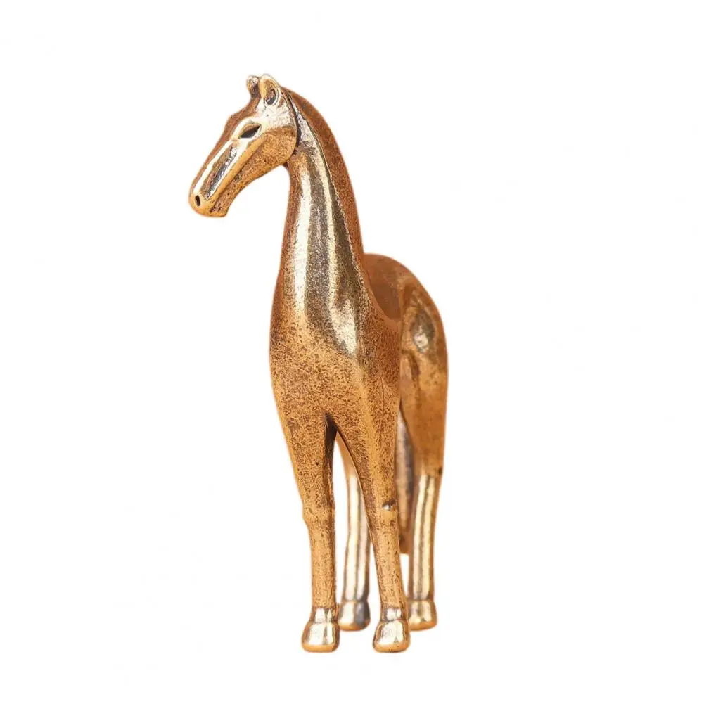 Vintage Mini Horse Brass Figurine Small Horse Feng Shui Ornament Collectible Animal Statue for Desk Mantle Tea Pet Decoration