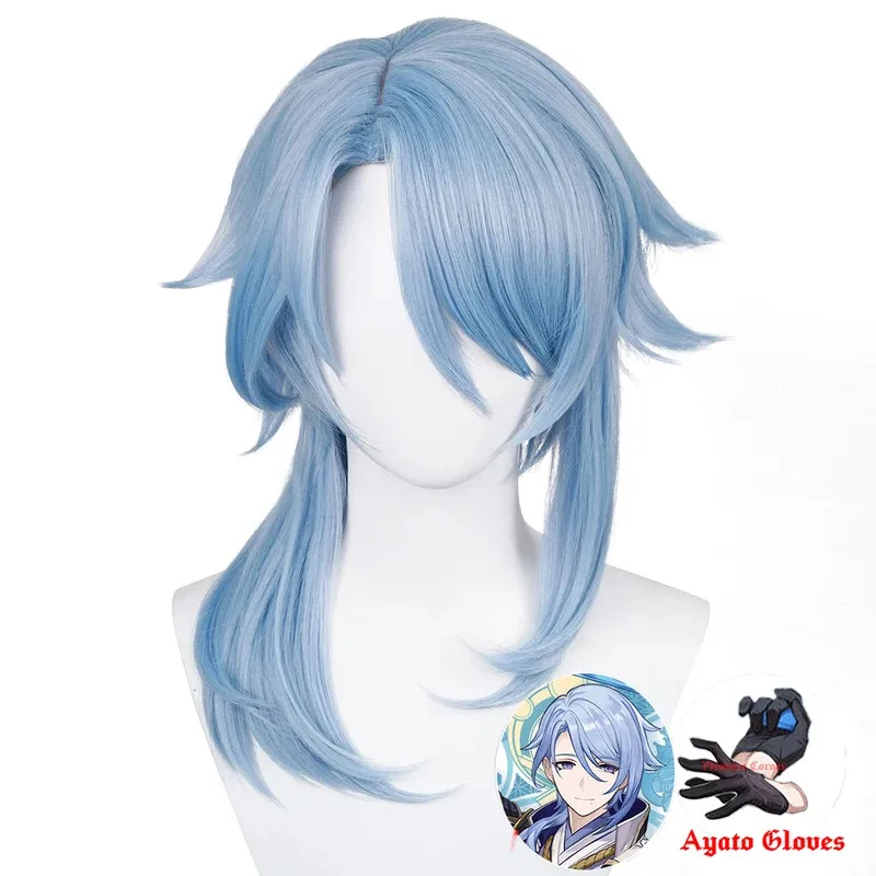 Simulation Scalp Genshin Impact Kamisato Anime Cosplay Wig Heat Resistant Synthetic Ayaka Brother Ayato Wigsr,7;k'2.s;9,