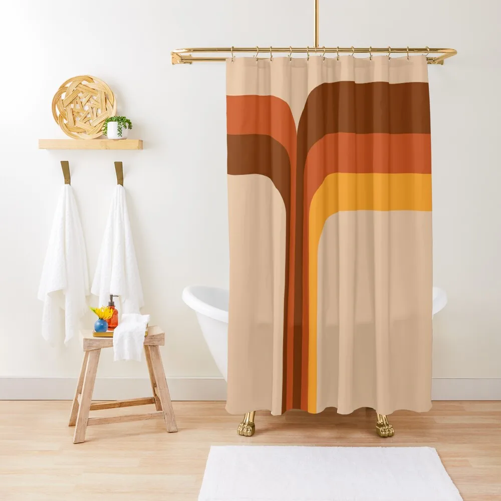 

Retro 70s Supergraphic Stripes Shower Curtain Set For Bathroom Bathroom And Shower Window Elegant Bathroom Curtain