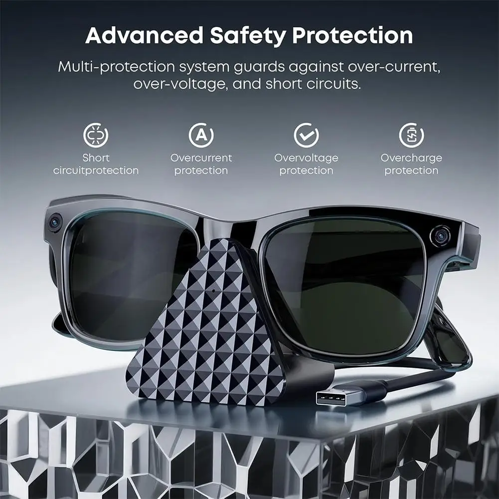 قاعدة شحن لنظارات Ray-Ban Meta الذكية Wayfarer/Skyler/Headliner حامل شحن USB-C للسفر المحمول مع كابل محول ﻿