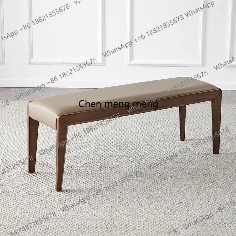 

Solid wood bench dining chair Nordic restaurant bench soft bag household ash wood bedroom bedside stool