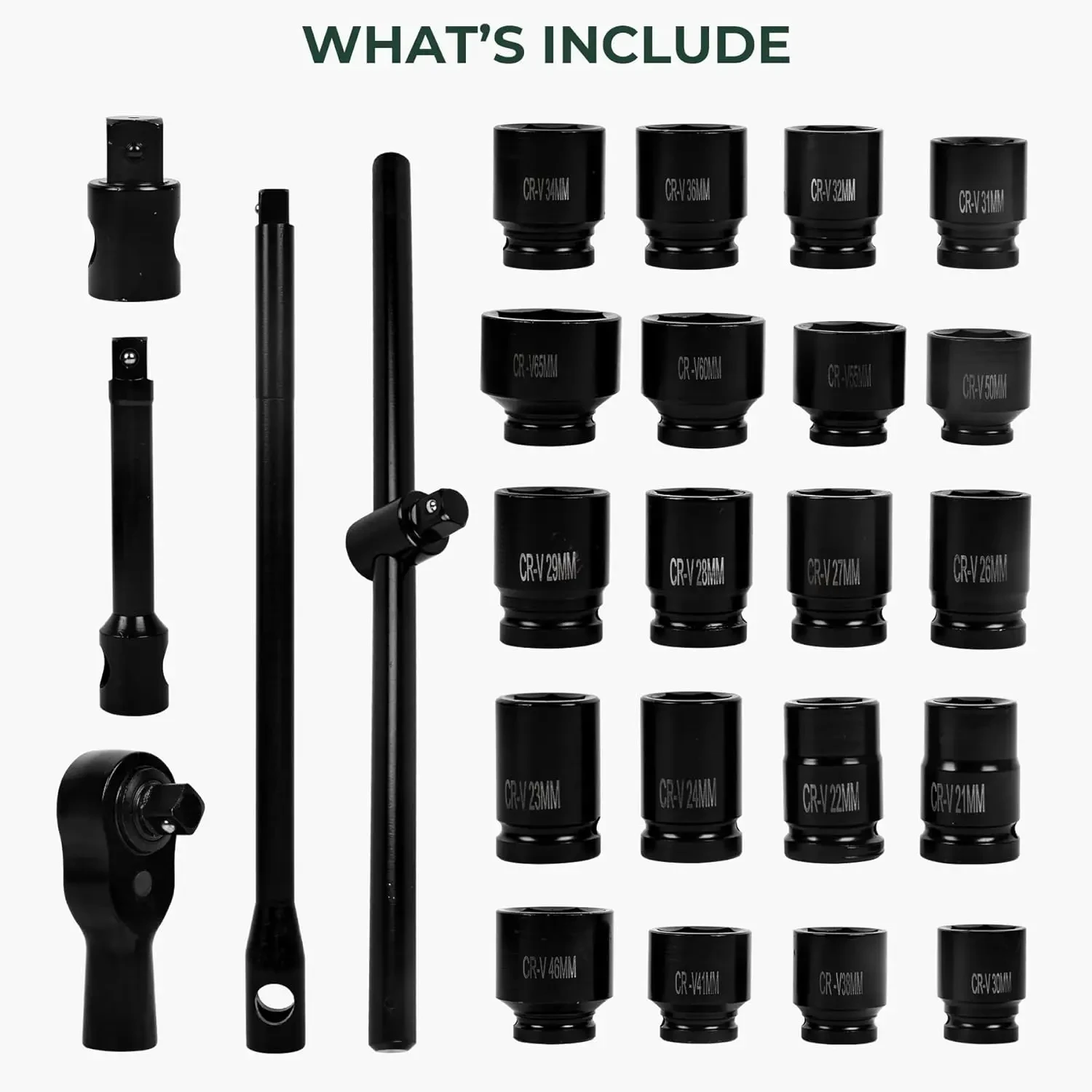 26 Pcs 3/4 Impact Socket Set 40CR Metric Socket Set Pickaxe High Quality Hot Sale OEM Customized Support China Wholesale