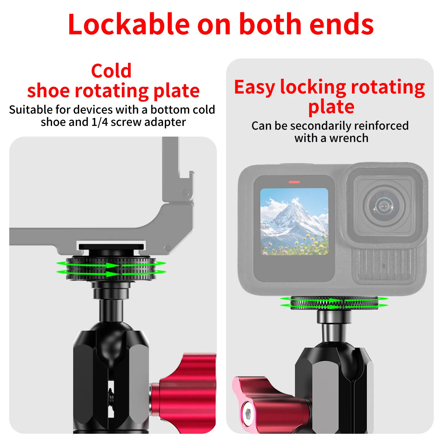Doppelte Verriegelungsknöpfe 17mm Kugelkopf Magic Arm Mehrwinkel-Verstellbar für DJI OSMO Pocket4 GoPro Insta360 Kamera Aufhellungslicht-Halterung – Detail 15