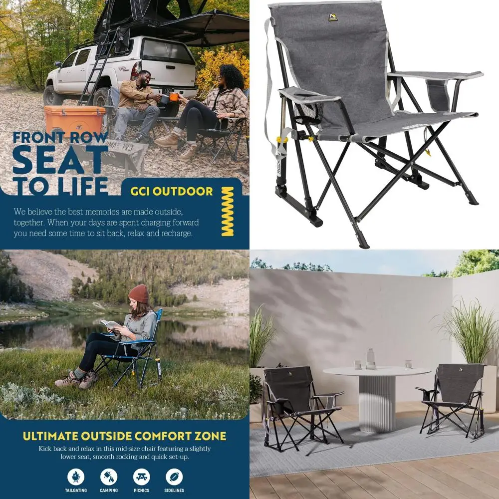 

Кресло-качалка для патио на открытом воздухе с держателем для напитков: сиденья с откидной спинкой