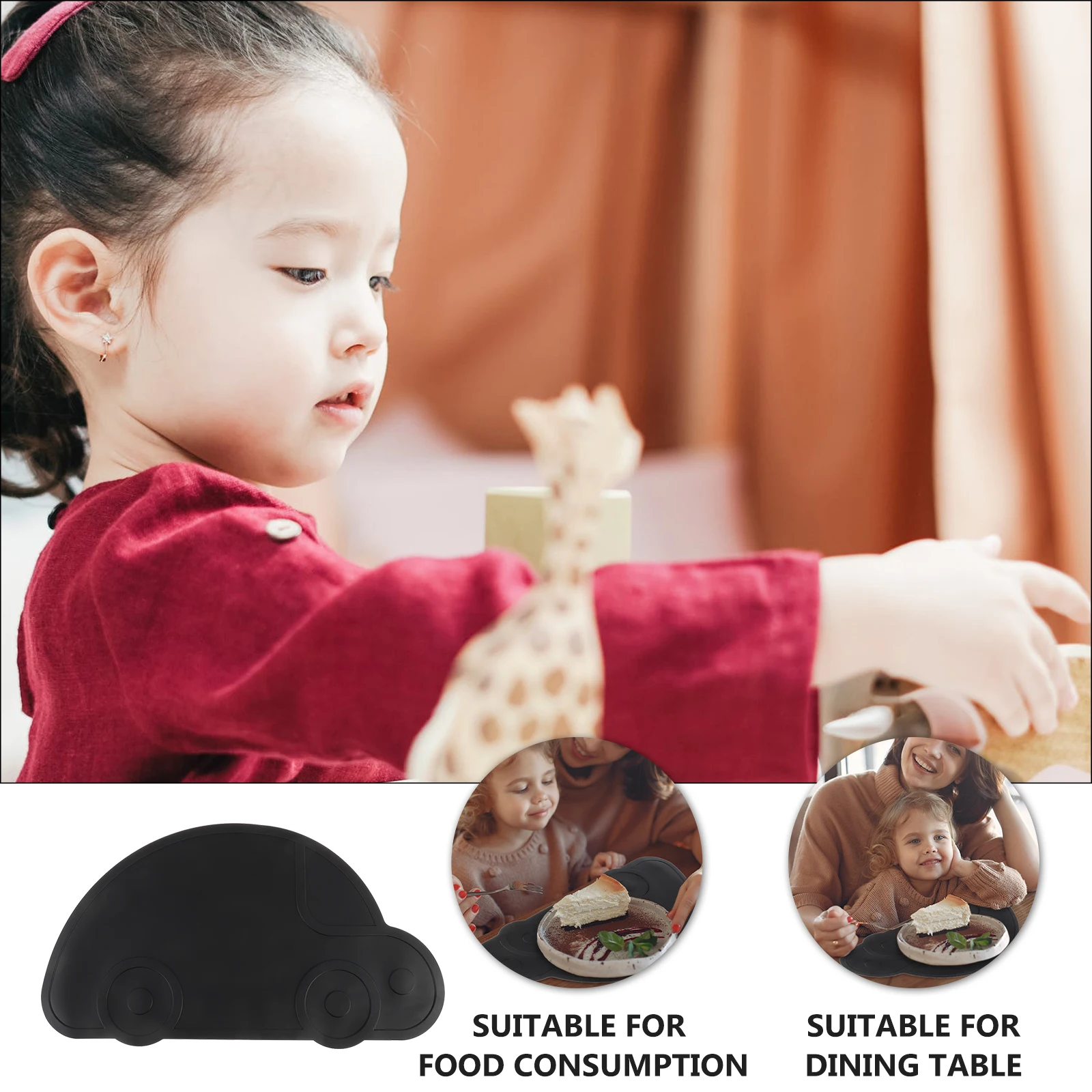 

1Pcs Cartoon Car Shape Silicone Placemats Non-Slip Dining Mat for Children