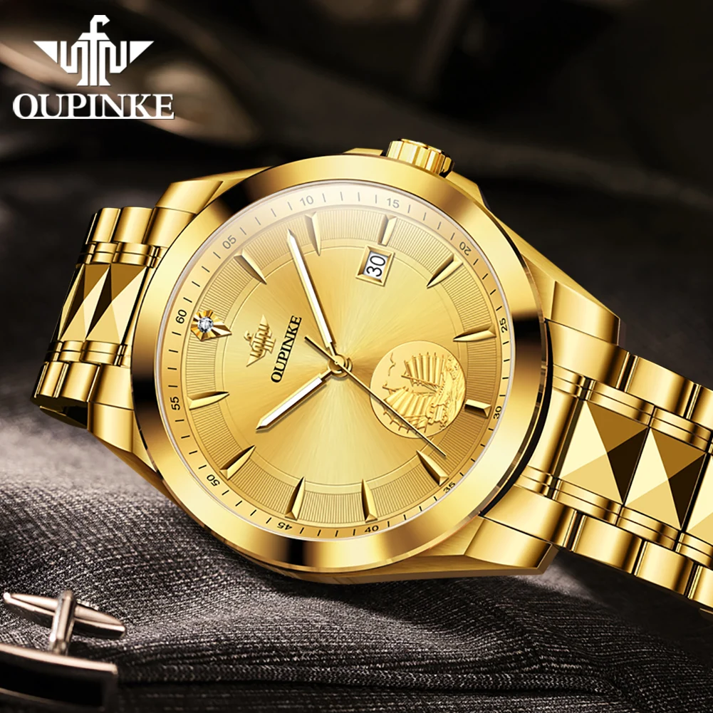 OUPINKE 3226 Real Gold Real Diamond Automatic Watch for Men High-end Swiss Certification Luxury Top Brand Mechanical Wristwatch