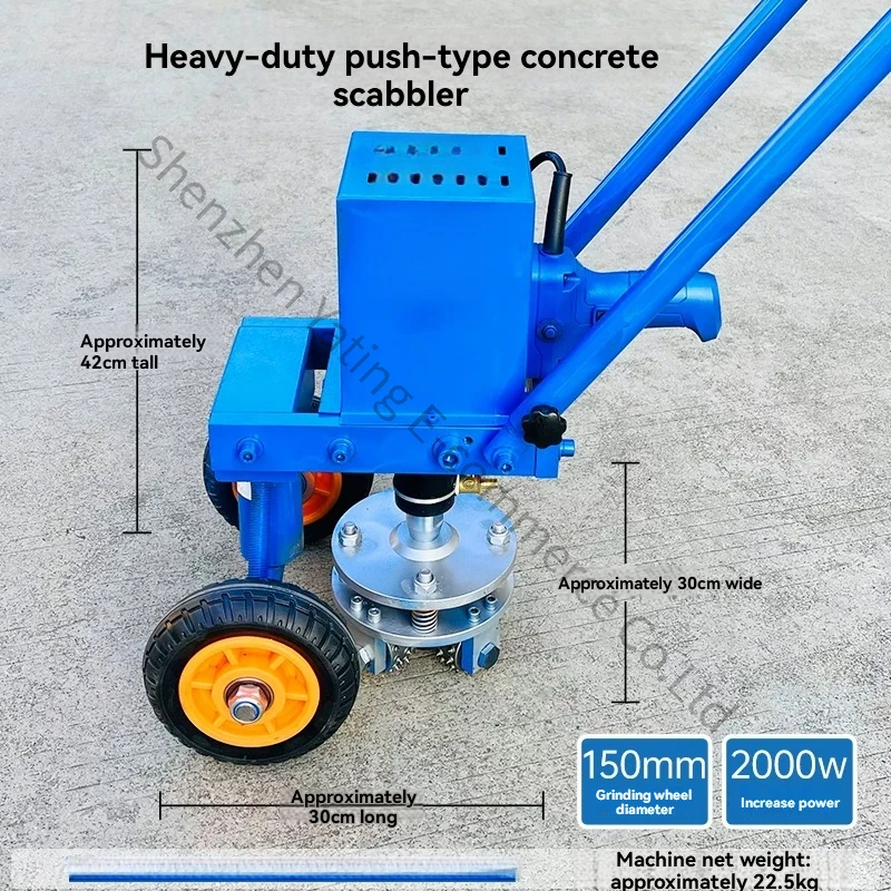 Trolley Type Concrete Electric Hair Chiseling Machine 220V Milling and Chiseling Integrated Hair Pulling Square Renovation Head
