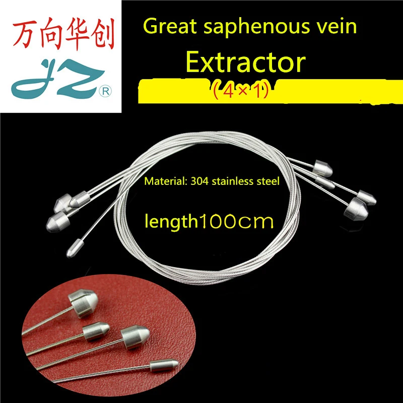 jz surgical Instrument 304 stainless steel Medical Great Saphenous Vein Stripper round Double head Steel Wire Ion stripping vena