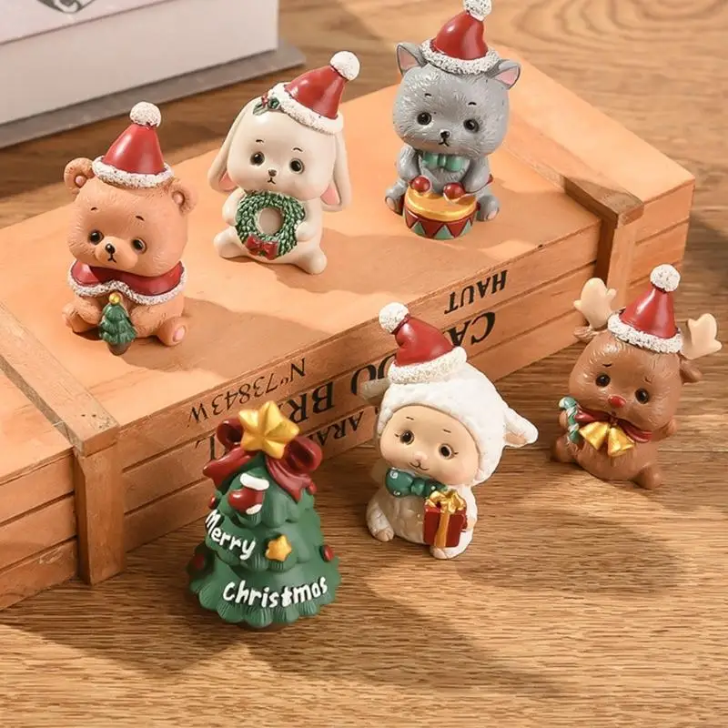 Handcrafted Christmas Animal Decorations Resin Crafted For Tabletop Bookcase JOMD