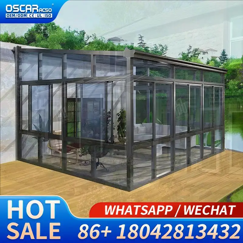 Folding Heat Insulating Anti rust Aluminium Gable Glass Sunroom Enclosures in Stock for Winter Use in US Backyards and Patios su