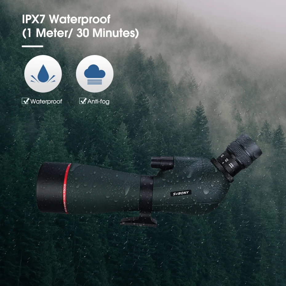 Svbony SV406/SV406P ED Spektiv 20‑60x80/25‑75x100/16‑48x65 Doppelfokus IPX7 Wasserdichtes Teleskop für Vogelbeobachtung und Bogenschießen – Detail 12