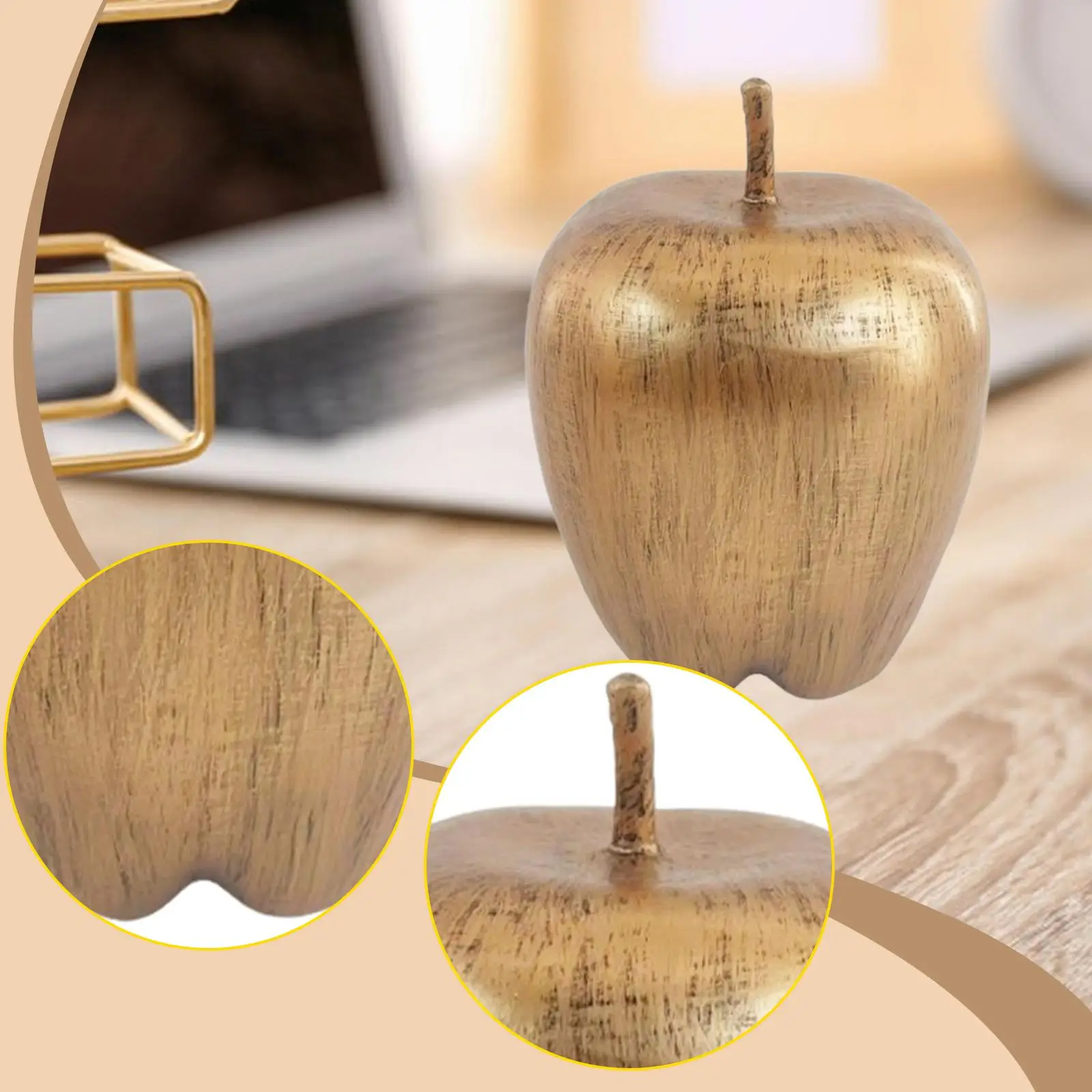 Decorative Figurine Christmas Gift Apple Statue for Bookshelf Desk Office