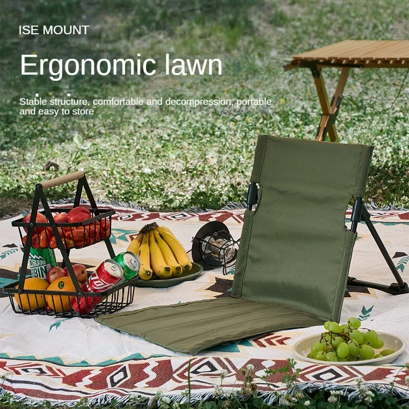 ISE MOUNT Outdoor folding chair，aluminum alloy support rod lawn chair portable camping chair，ground chair