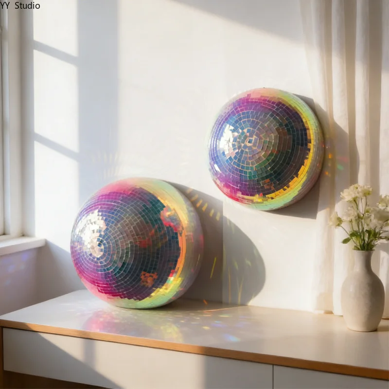 Nordic Hemisphere Reflective Color Film Wall Decoration Disco Colorful Ball Wedding Stage Mirror Decoration Home Decoration