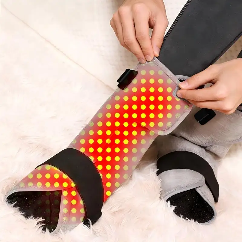 

Массажер для ног с красным светом и вибрацией, тепловая терапия, снимает усталость и дискомфорт, 3 уровня регулировки, для домашнего использования, защита от холода