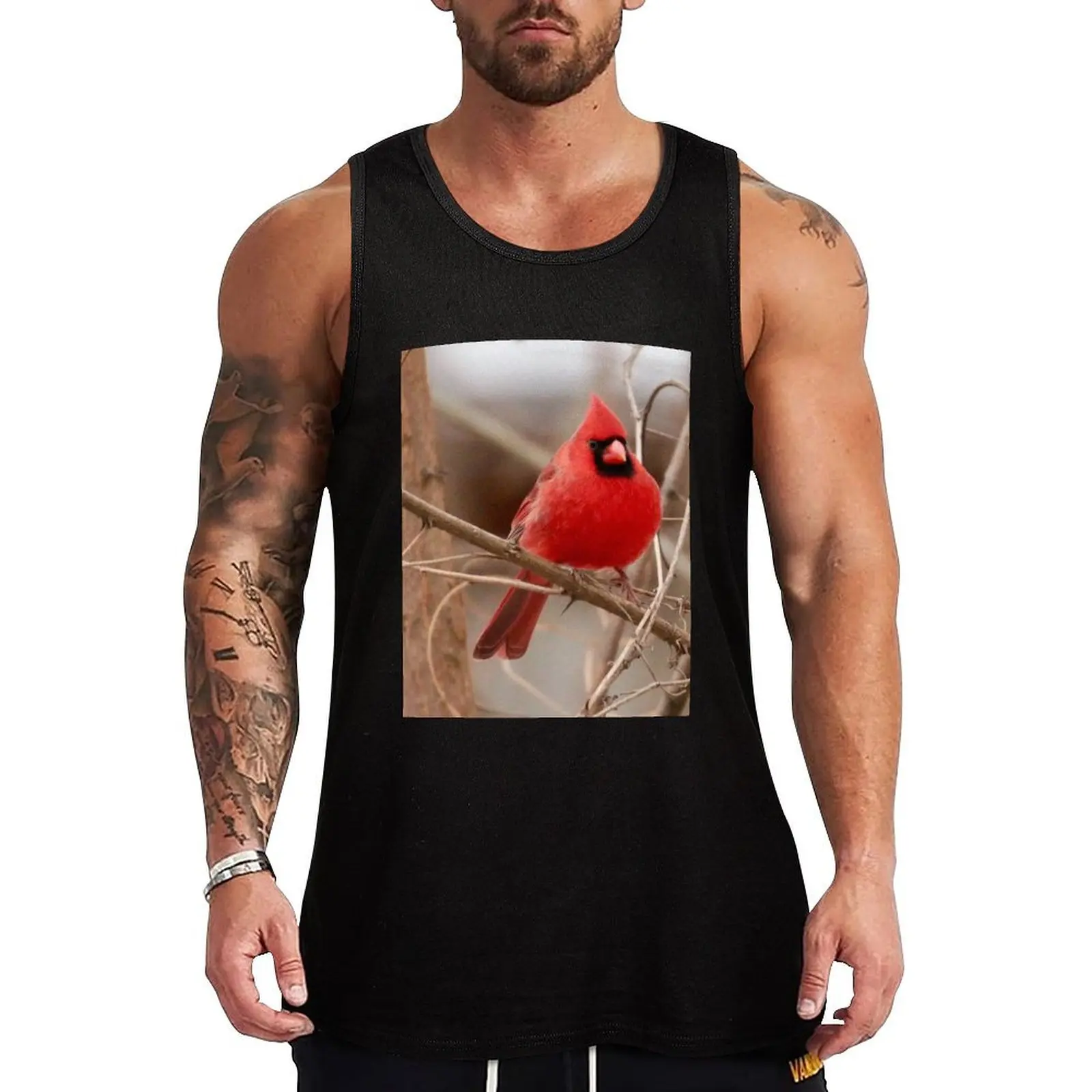

Red Cardinal Tank Top Fitness men clothing t-shirts for Men's gym men clothes T-shirt men