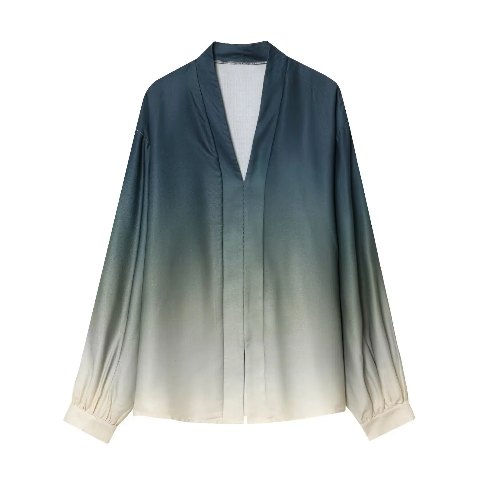 女性用バギーシャツとワイドレッグパンツセット,タイダイ,グラデーションプリント,ボタンブラウス,ロングパンツ,サテン,ヴィンテージ,シック,秋,新品