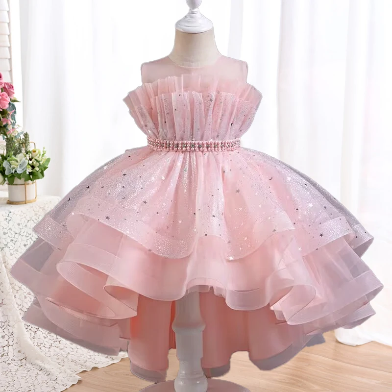 Sequin Girl Dress Elegant Preschool Birthday Party Prom Princess Dress Tulle Wedding Cocktail 3-10 Year Old Carnival Costume