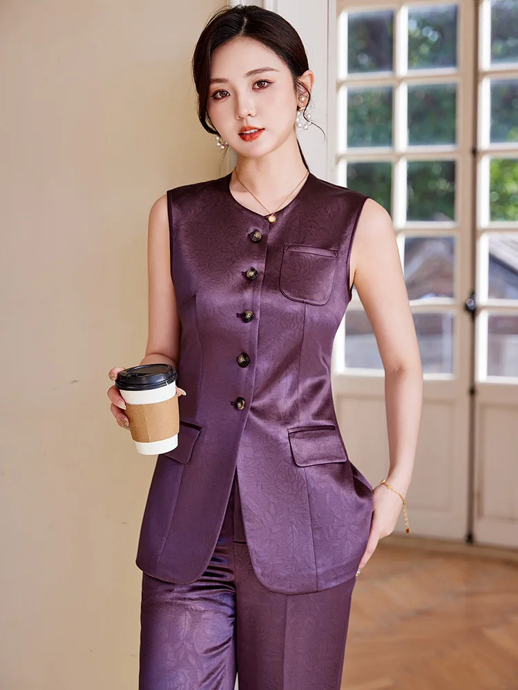 Spring and Autumn New Versatile Western Style Slimming Tank Top Single Breasted Versatile Slimming Suit Sleeveless Vest Jacket