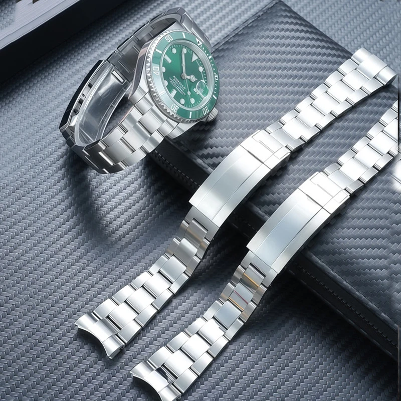 20mm 21mmSolid stainless steel strap compatible with Rolex Oyster Ghost King Water Ghost Three Bead Stainless Steel Watch Chain