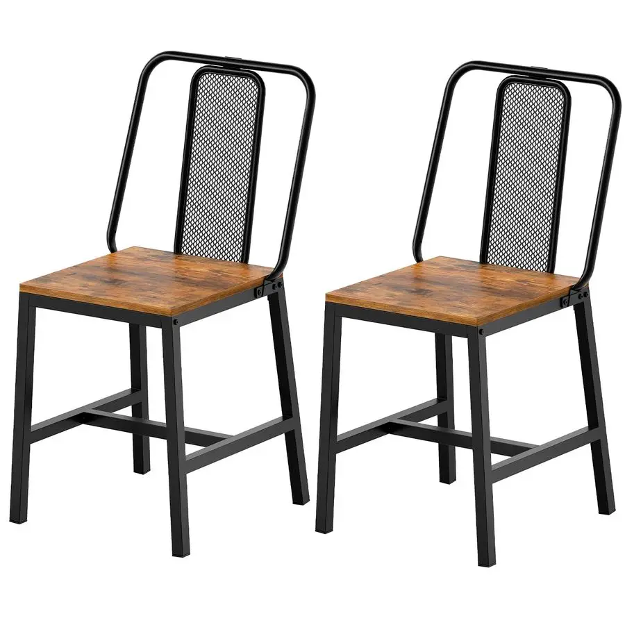 

Dining Chairs Set of 2, Wooden Kitchen Chairs, Farmhouse Dining Chairs with Back Support, for Living Room, Kitchen, Rustic Brow