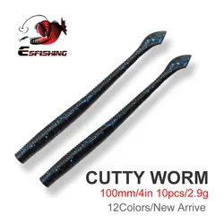 ESFISHING Soft Baits Worm Lures Cutty 100mm 10pcs 2.9g Fishing Lure Crankbait Fishing Trout Pike Catfish Pesca Artificial