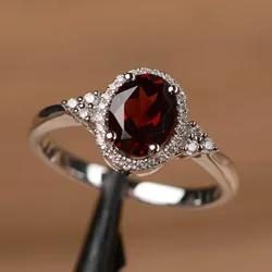 European and American personalized electroplating and inlay process red zircon women's ring