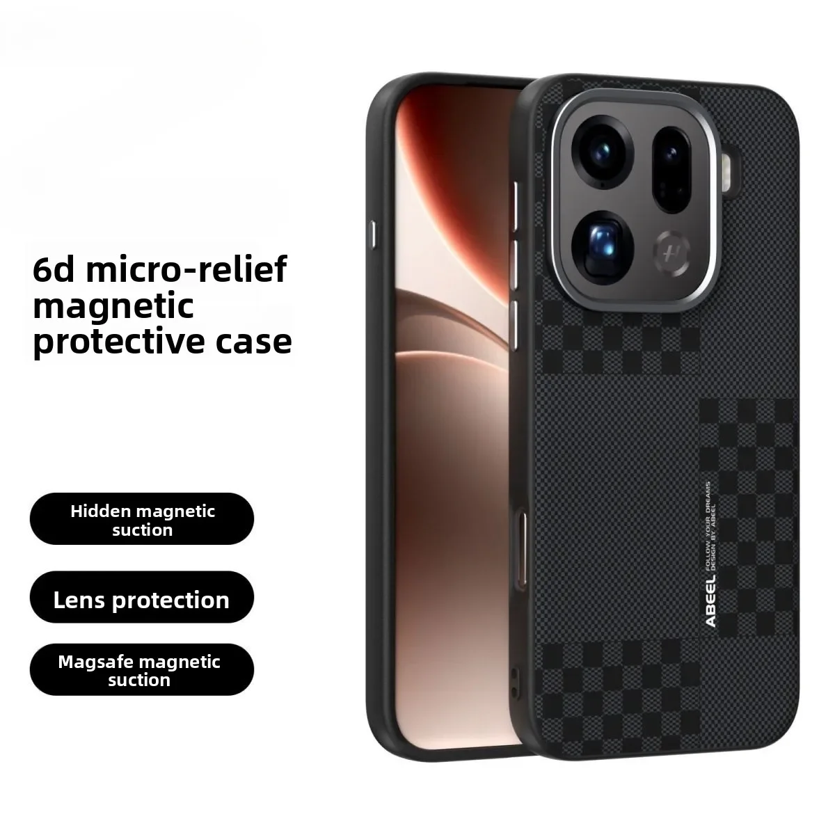 

Чехол со скрытой магнитной связью для беспроводной зарядки телефона для Oppo Find X9 Pro X8 Ultra S Plus Reno 14 Pro с металлическими линзами из углеродного волокна