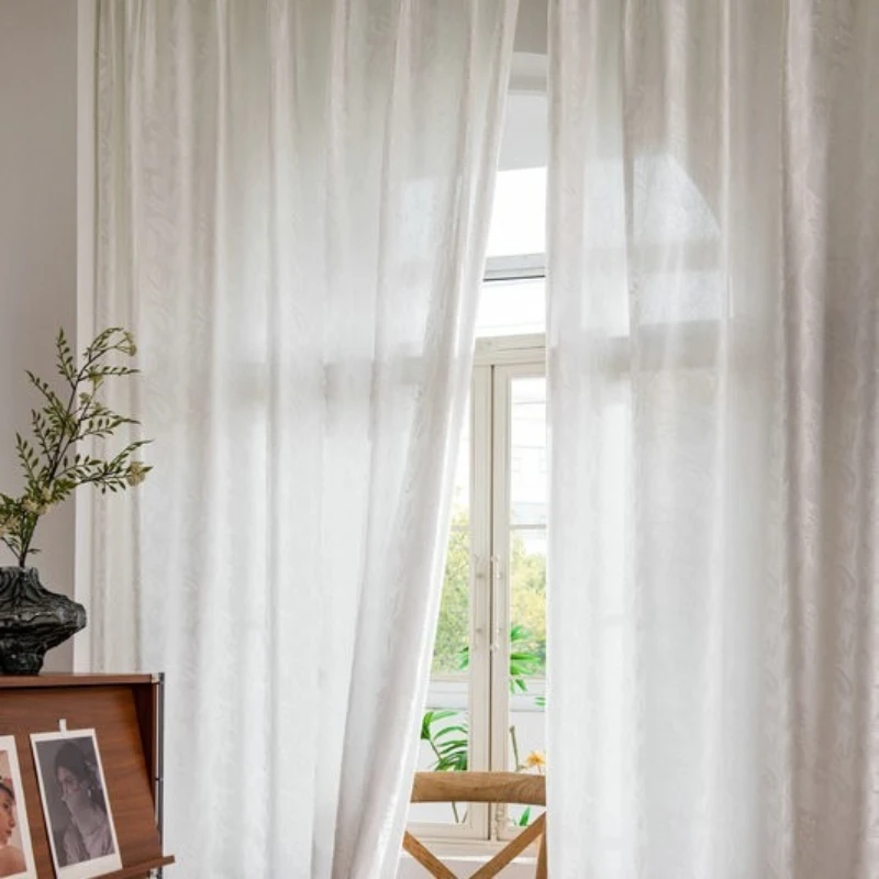 Luxury Light-transmitting and High-end Lace Bay Window Sheer Custom Size Curtains for Living Dining Room Bedroom Elegant